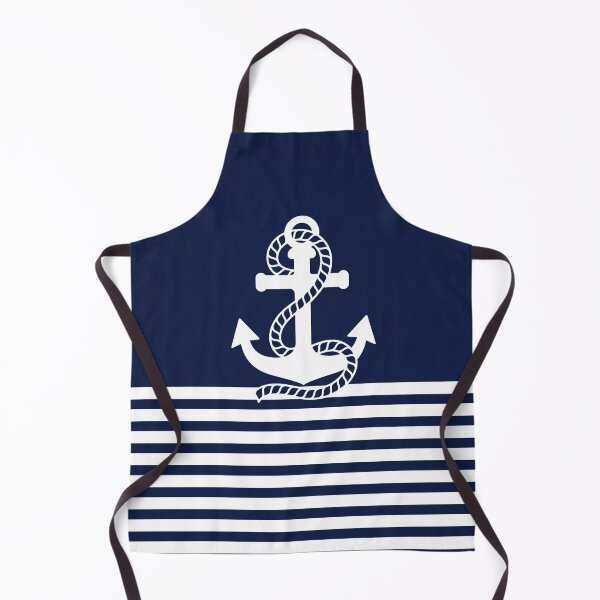 Item preview, Nautical Navy Blue Stripes and White Anchor designed and sold by IoanaHraball.
