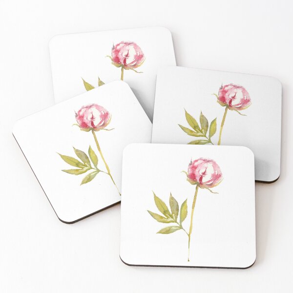Item preview, Peony Candy Stripe. Watercolor illustration. designed and sold by ArchiTania Studio.