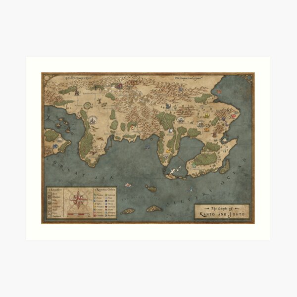 Kanto-Karte der 1. Generation - Giclée-Karte Kunstdruck