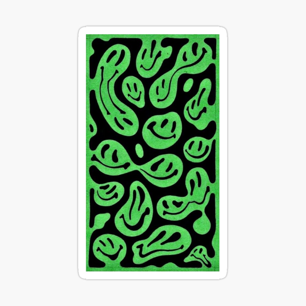 Trippy Green Smileys Poster For Sale By Thesaturnking Redbubble