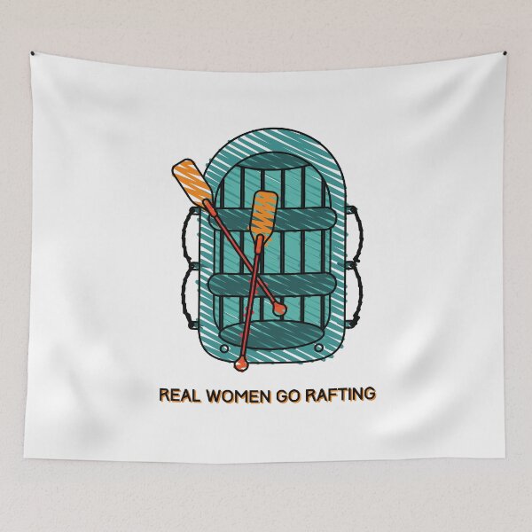 Item preview, Real women go rafting - drawing sketch raft women girl athlete whitewater paddle oar adventure designed and sold by CJCTEES.