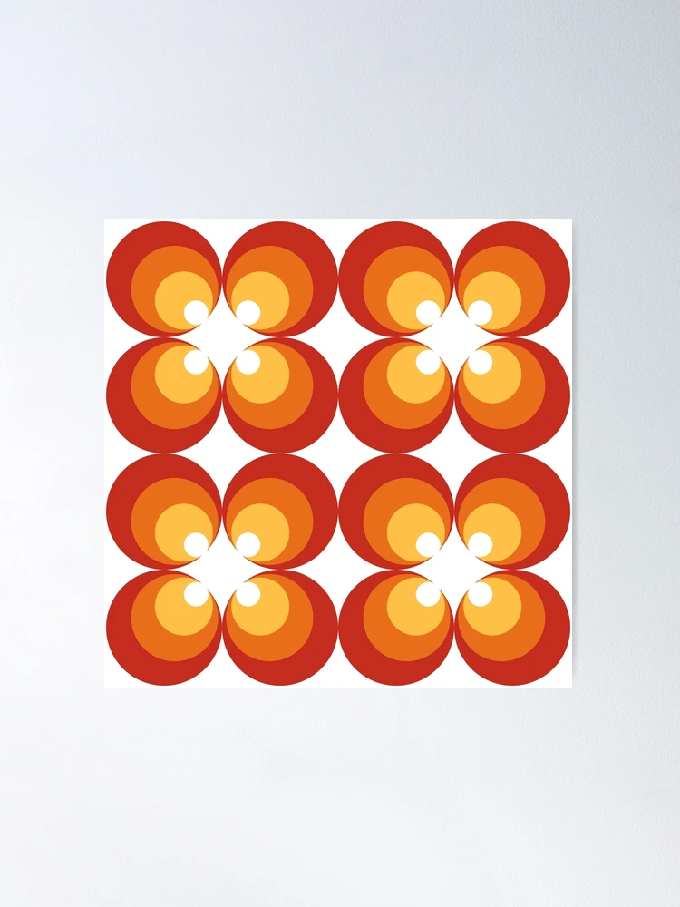 60s 70s funky retro pattern - red orange yellow