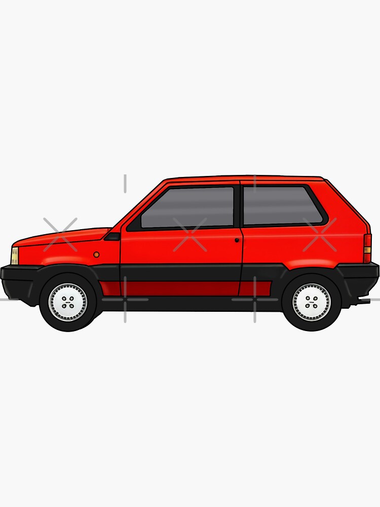 Sticker for Sale avec l'œuvre « Fiat panda rouge » de l'artiste