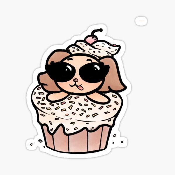 Cupcake Puppy Sticker