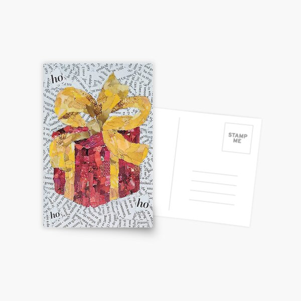 Golden Ribbon Wrapped Gift - Christmas Collection Postcard