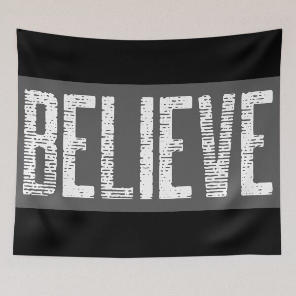 Item preview, BELIEVE. Text only design. White text. Grunge. Distressed. Capitals. designed and sold by JellyBeenzz.