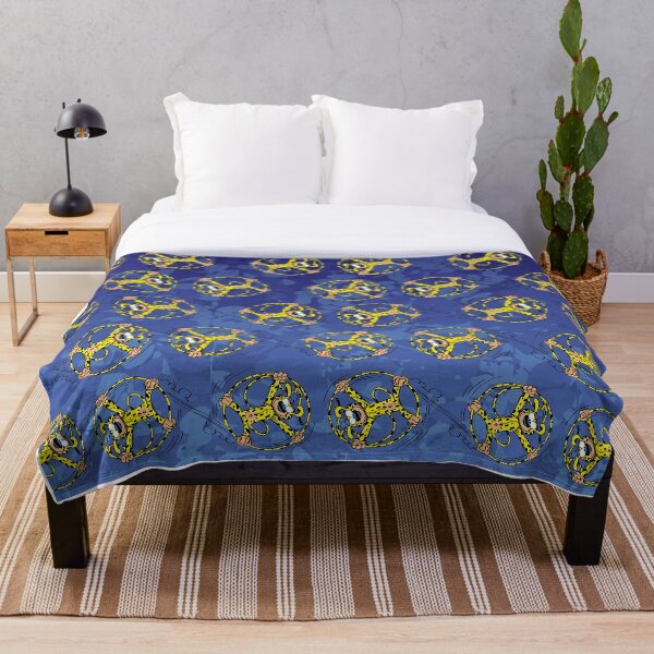 Marsupilami rolling in tail / Dark blue / Pattern Throw Blanket