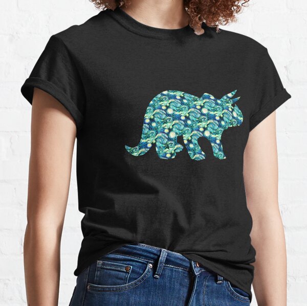 Starry Night Triceratops Silhouette Classic T-Shirt