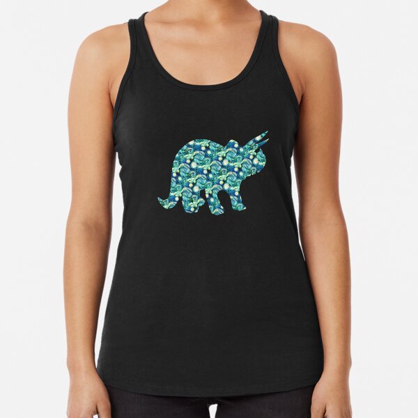 Starry Night Triceratops Silhouette Racerback Tank Top
