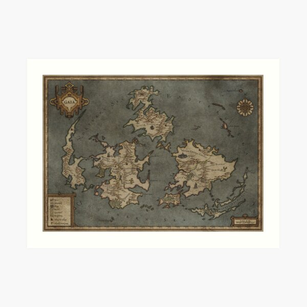 Final Fantasy VII Gaia - Giclee Map Art Print