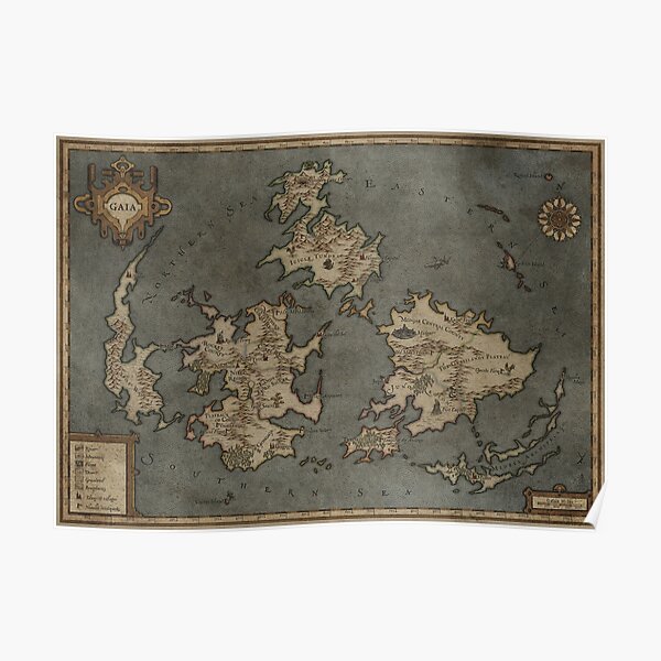Final Fantasy VII Gaia - Giclee Map Poster by Thehighlandloch
