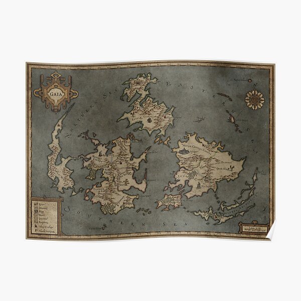 Final Fantasy VII Gaia - Giclee Map Poster