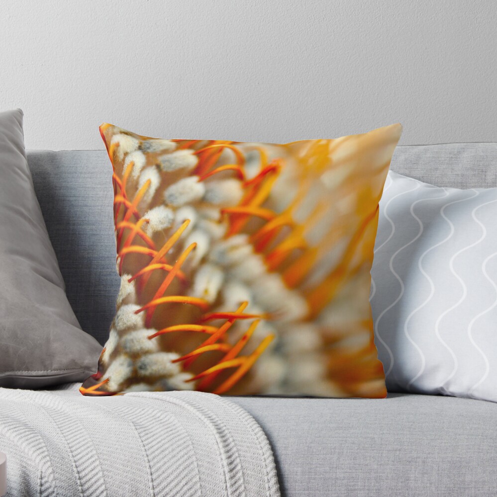 Australian Banksia Flower Throw Pillow