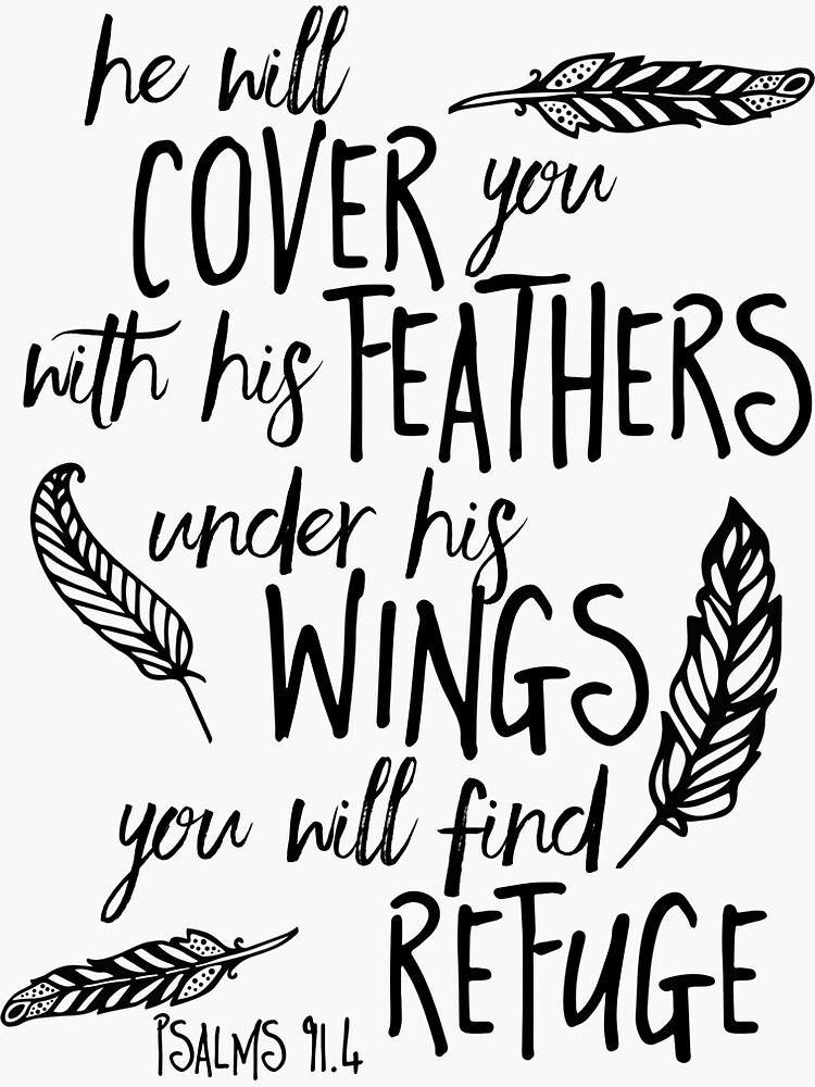 "He will Cover You Feathers Bible Verse" Sticker for Sale by marceejean