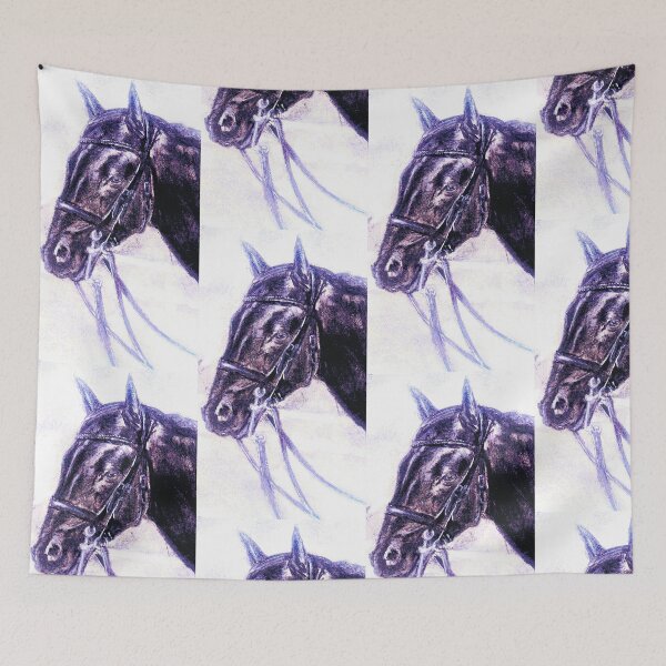 Item preview, Black dressage horse portrait drawing designed and sold by horseaddicted.