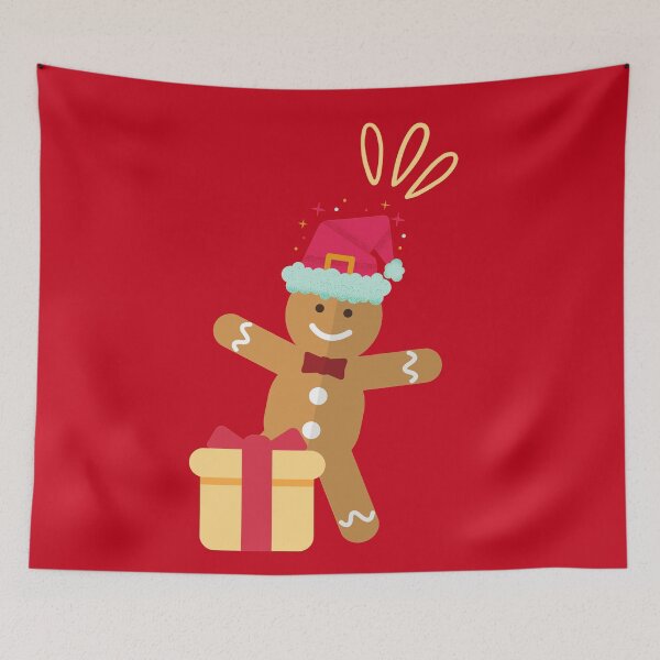 Item preview, Happy Little Gingerbread Man With His Gift  designed and sold by LaylaCreator.