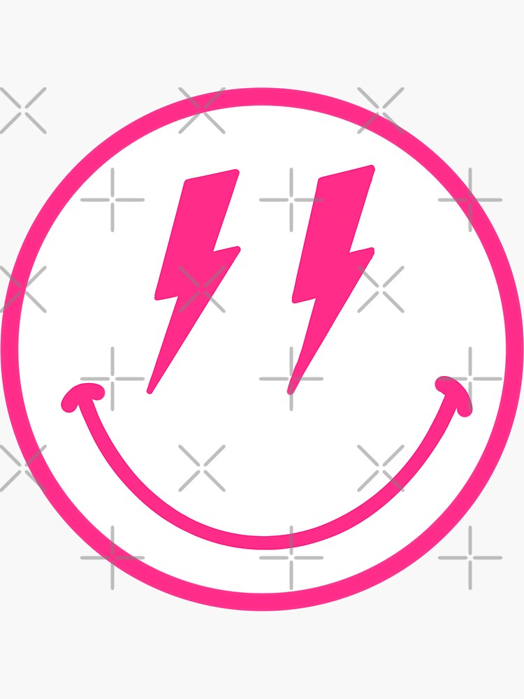 Pink Lightning Bolt Smiley Face by maggiet42