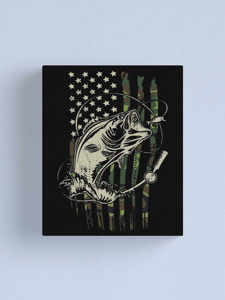 Bass Fishing Camouflage American Flag Fisherman  Canvas Print for Sale by  brandonv111