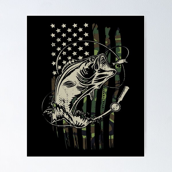 Bass Fishing Camouflage American Flag Fisherman  Poster for Sale by  brandonv111