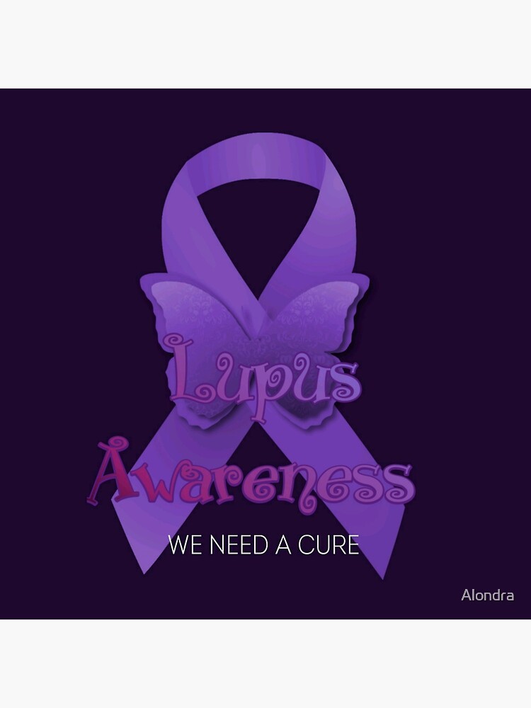 Purple Awareness Ribbon with Butterflies by Alondra, Redbubble