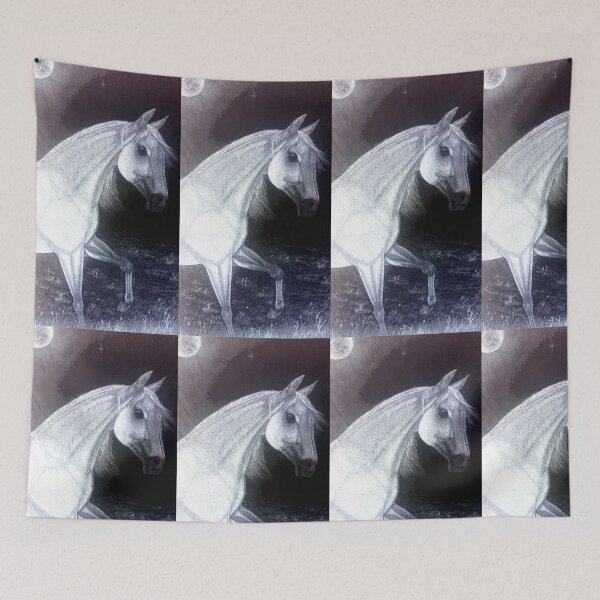 Item preview, White horse under the moonlight designed and sold by horseaddicted.