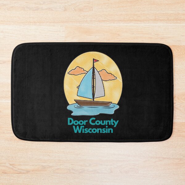Item preview, Door County Wisconsin Sailboat Boating Design Fishing Camping Outdoors RVing Hiking Graphic Drawing Design Lake Michigan Travel Vacation Camping Sticker designed and sold by fineartprints1.