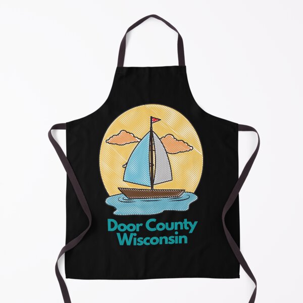Item preview, Door County Wisconsin Sailboat Boating Design Fishing Camping Outdoors RVing Hiking Graphic Drawing Design Lake Michigan Travel Vacation Camping Sticker designed and sold by fineartprints1.