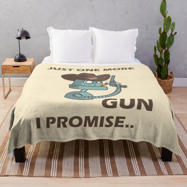 Item preview, Just one more gun i promise, retro cute cowboy robot holding a gun and smokes cigarettes designed and sold by SGS-.