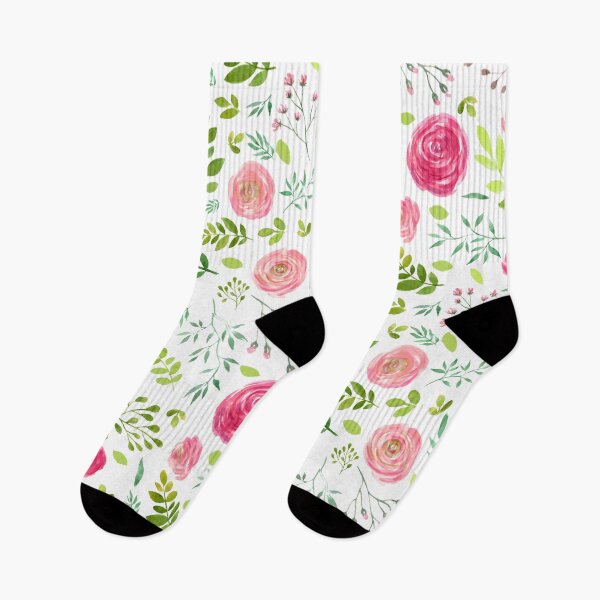 Item preview, Flowers and leaves in watercolor as a pattern designed and sold by Nicole Bleck.