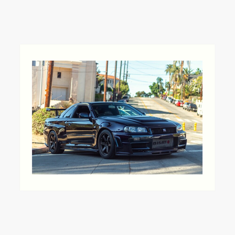 Midnight Purple Nissan R34 Gtr Skyline Nismo Art Print By Missjdaniella Redbubble