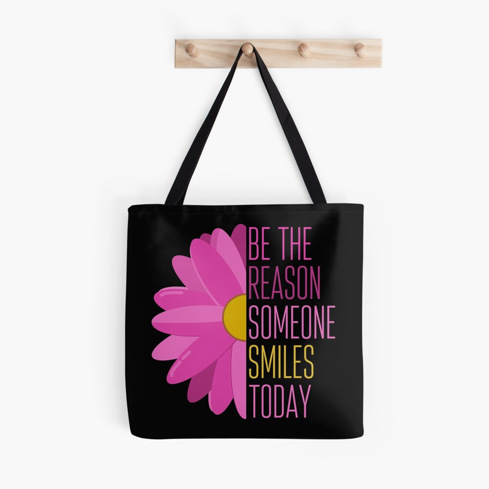 Make Someone Smile Zippered Tote Bag - Positive Tote - Happy Face Tote