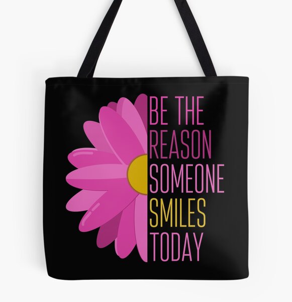 Make Someone Smile Zippered Tote Bag - Positive Tote - Happy Face Tote