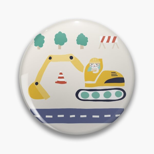 Item preview, Cute smiling cat in excavator on the road designed and sold by RevolutionizZed.