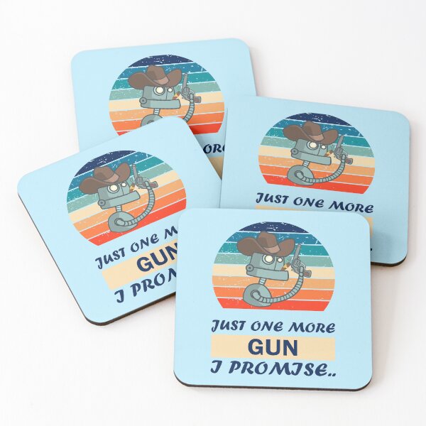 Item preview,  Just one more gun i promise vintage orange , retro cute cowboy robot holding a gun and smokes cigarettes designed and sold by SGS-.
