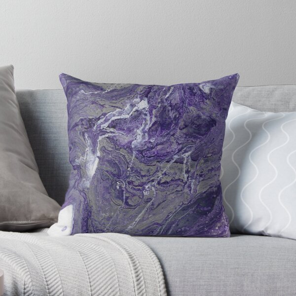 Purple and Grey Marble Throw Pillow