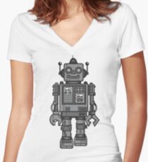 Vintage Robot Women's Fitted V-Neck T-Shirt