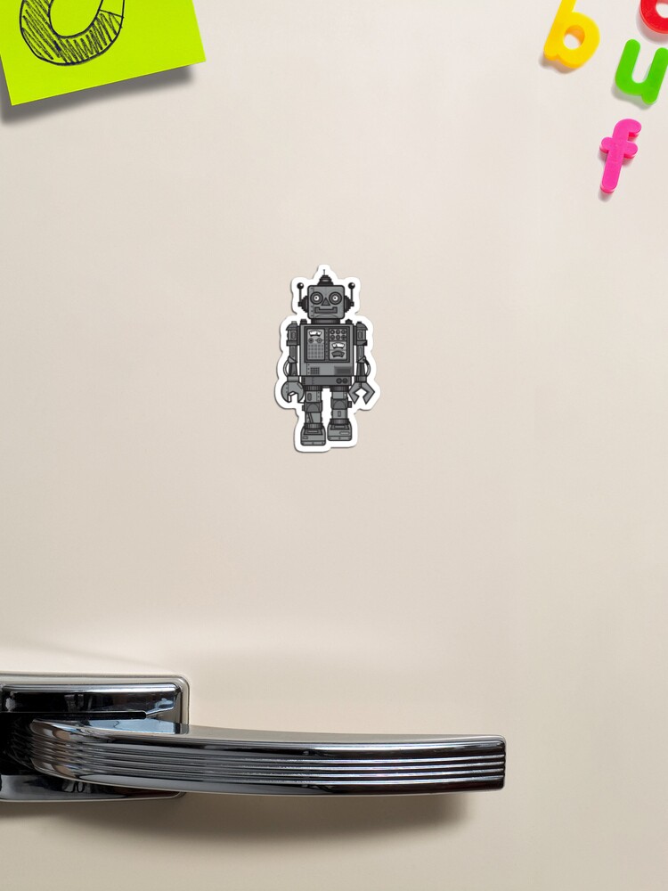 Vintage Robot Sticker for Sale by wottoart