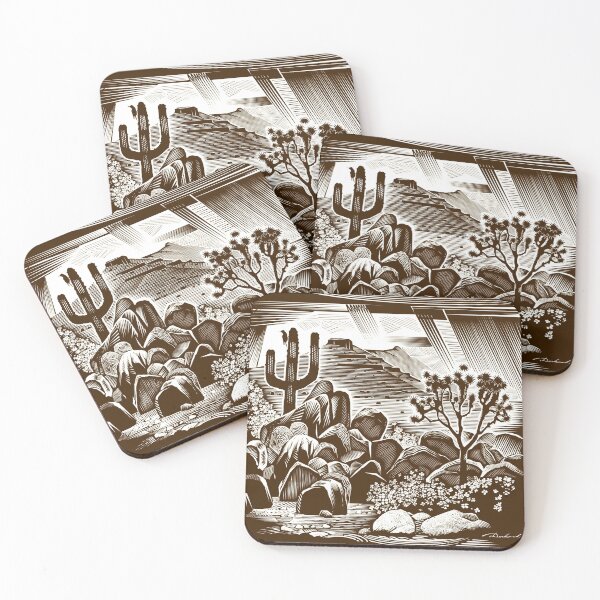 Item preview, YOSEMITE linocut style print, SEPIA tone, square shape designed and sold by Vladimir Derkach.