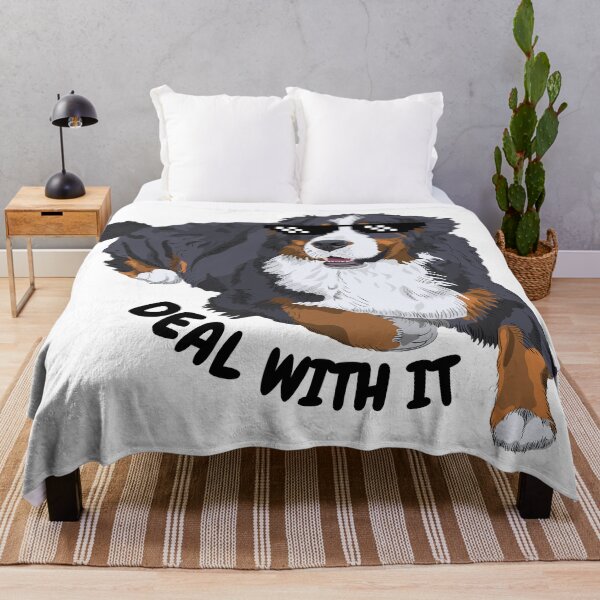 Funny Bernese Meme - Deal With It Throw Blanket