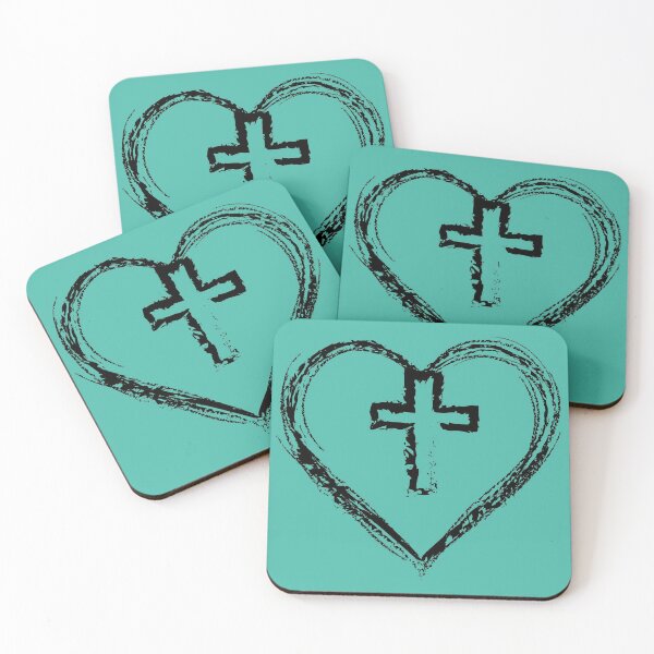 Item preview, Cross My Heart - Black on Turquoise designed and sold by ChelleCreate.