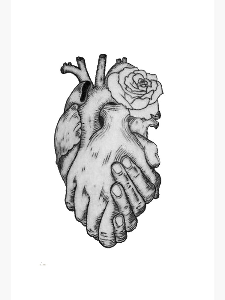 To hands holding a heart sketch, pencil work. minimalistic on Craiyon
