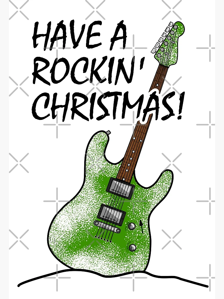 Christmas Rockin Holiday Guitar Band Music Gift Greeting Card by Haselshirt