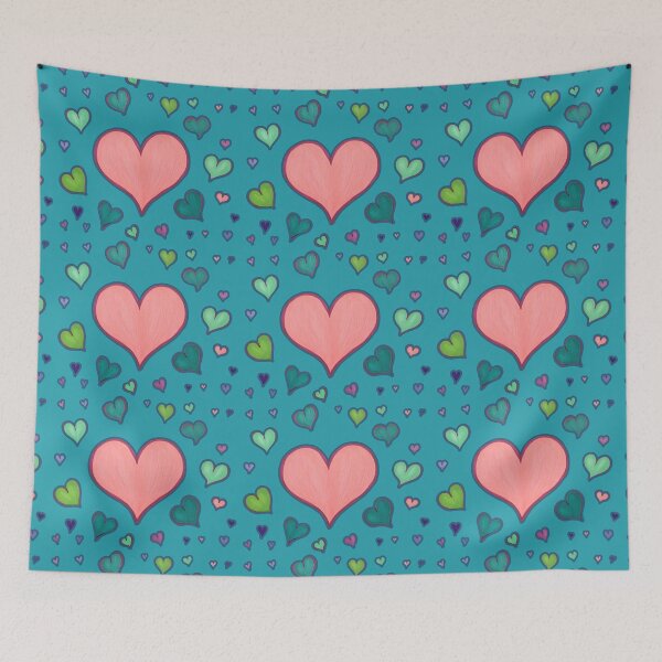 Item preview, Hearts galore on aqua teal designed and sold by BelindaFuller.