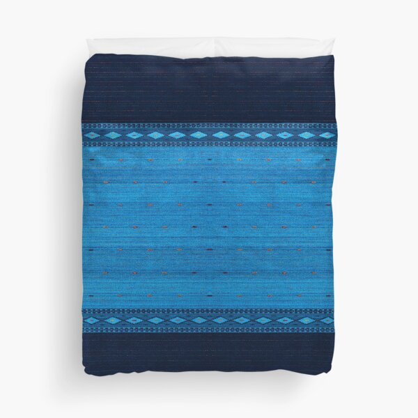 Indigo Ocean Blue, Traditional North Moroccan Handmade Style Design Duvet Cover