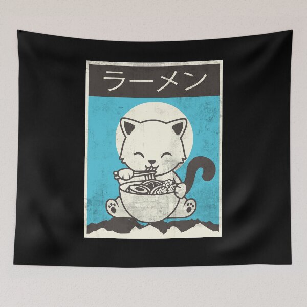 Item preview, Kawaii Cat Ramen Noodle Cute Cat Vintage Retro Japanese  designed and sold by aubb7.
