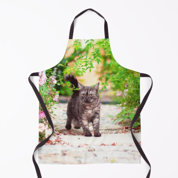 Item preview, Grey cat among roses in spring designed and sold by Pokofoto.