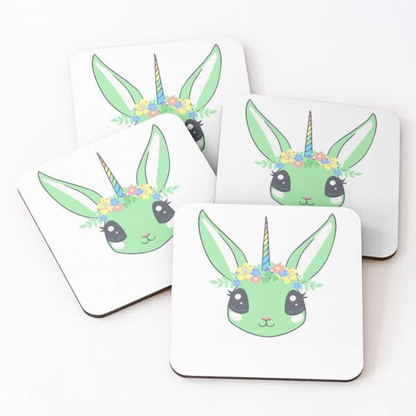 Item preview, Green Rabbit Unicorn with Colored Flowers designed and sold by zeliche mohammed.