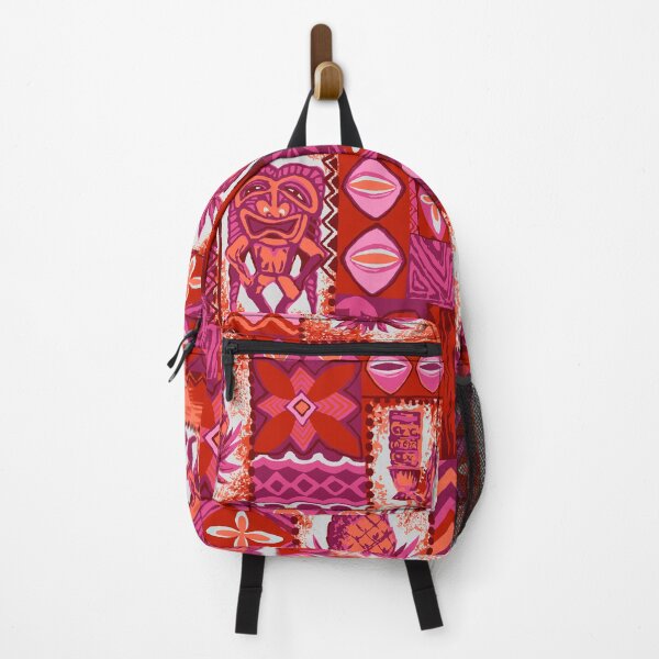 Item preview, Pomaika’i Tiki Hawaiian Vintage Tapa - Fuchsia and Red designed and sold by DriveIndustries.