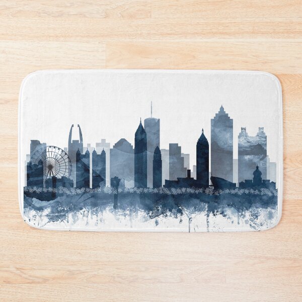 Item preview, Atlanta Skyline Watercolor Navy Blue by Zouzounio Art designed and sold by zouzounioart.