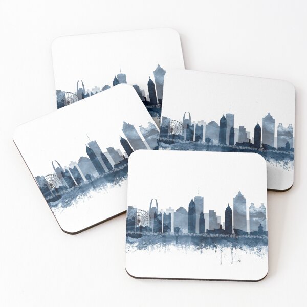 Item preview, Atlanta Skyline Watercolor Navy Blue by Zouzounio Art designed and sold by zouzounioart.